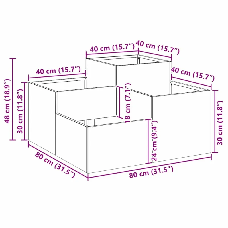 Sodo vazonas Sidabro 80 x 80 x 48 cm Galvanizuotas plienas