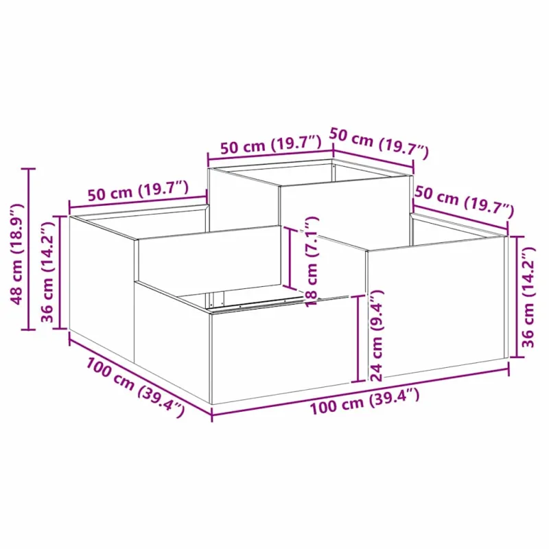 Sodo vazonas Juoda 100 x 100 x 48 cm Plienas