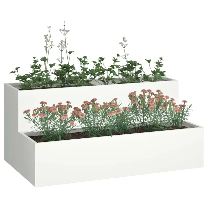 Sodo vazonas Balta 100 x 60 x 45 cm Šaltai valcuotas plienas