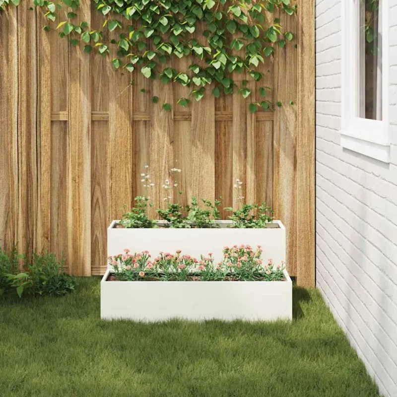 Sodo vazonas Balta 100 x 60 x 45 cm Šaltai valcuotas plienas