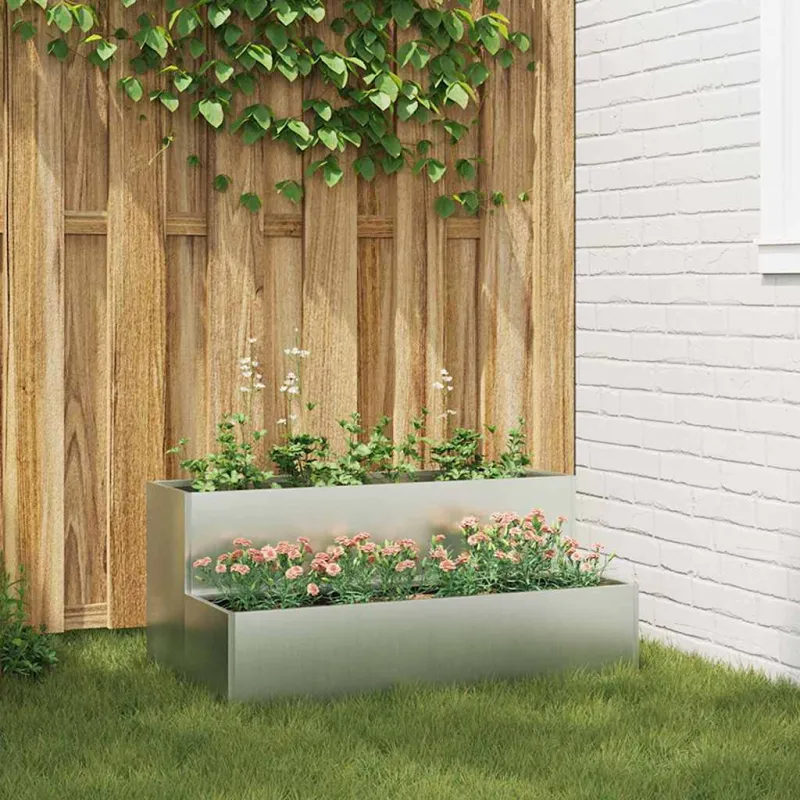 Sodo vazonas Sidabro 100 x 60 x 45 cm Cinkuota plienas