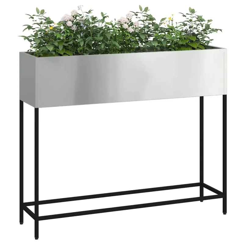 Pakeltas Sodo Vazonas Sidabro 100 x 26 x 82 cm Cinkuota plienas