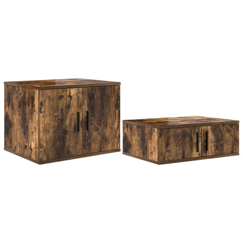 Oppbevaringsskap 2 pcs Rūkyta ąžuolas 127 x 41 x 40 cm