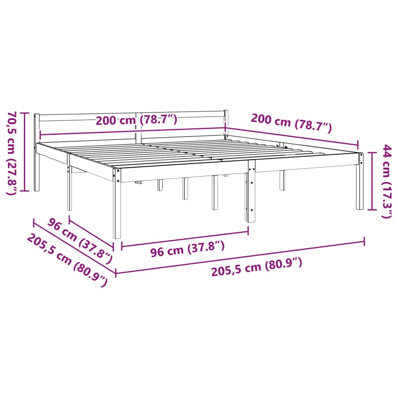 Lovos rėmas Vaško ruda 200 x 200 cm Kietos pušies mediena