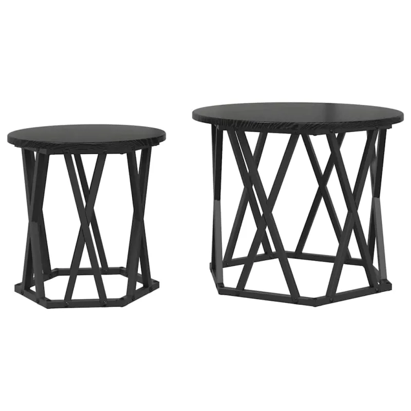 Šoninis stalas 2 pcs Juodas ąžuolas