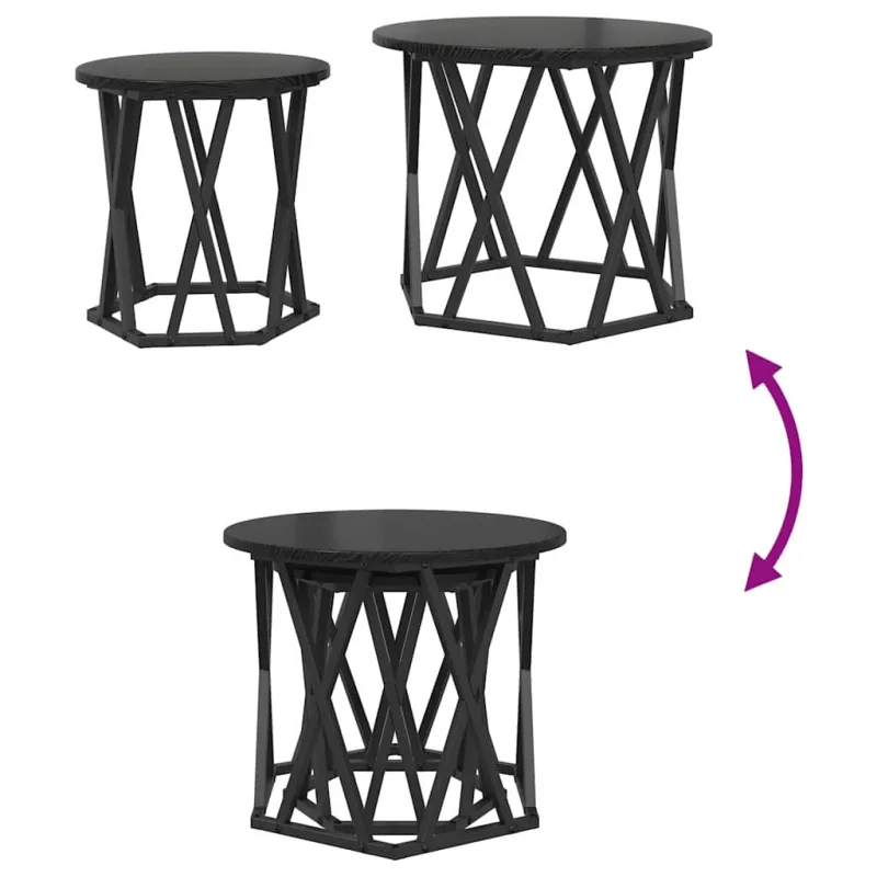 Šoninis stalas 2 pcs Juodas ąžuolas