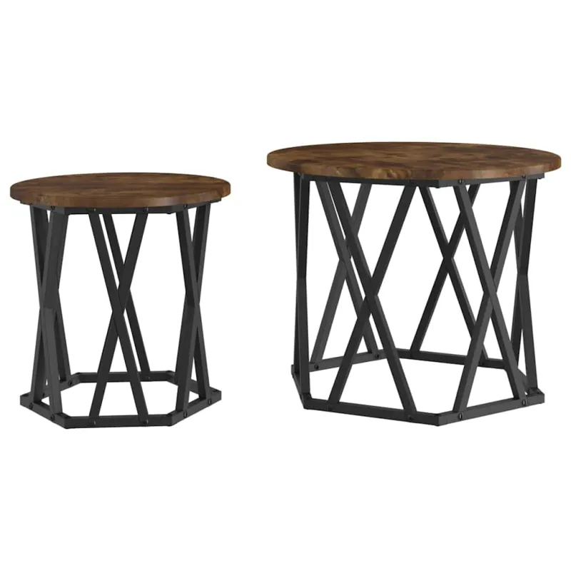 Šoninis stalas 2 pcs Rūkyta ąžuolas