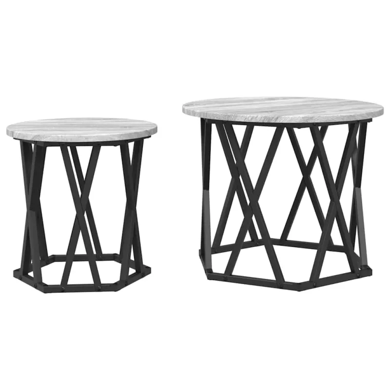 Šoninis stalas 2 pcs Pilkas Sonoma