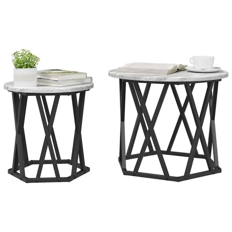 Šoninis stalas 2 pcs Pilkas Sonoma