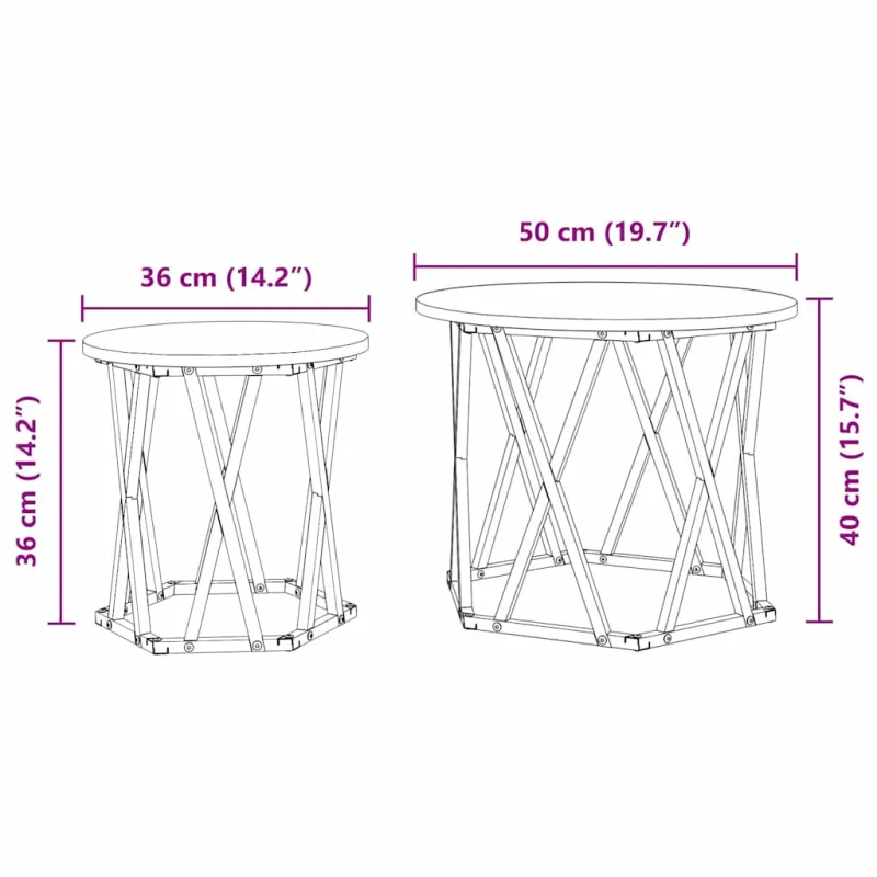 Šoninis stalas 2 pcs Pilkas Sonoma