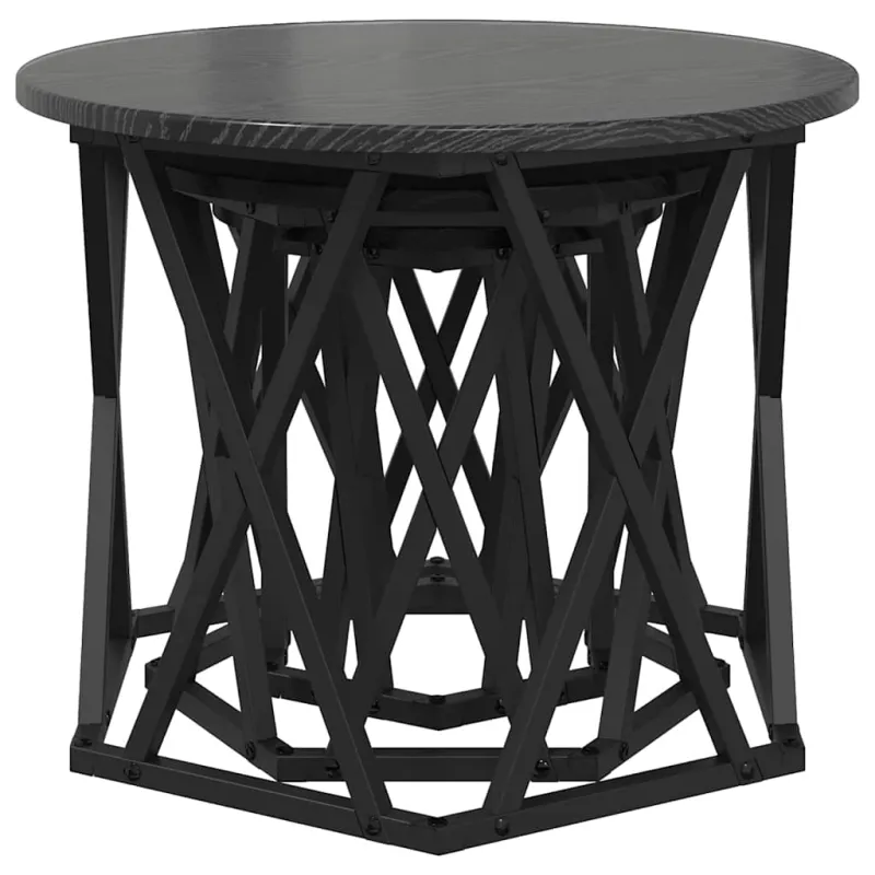 Nesting šoninis stalas 3 pcs Juodas ąžuolas