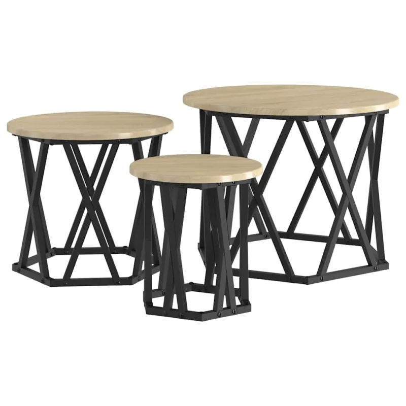 Nesting šoninis stalas 3 pcs Sonoma ąžuolas