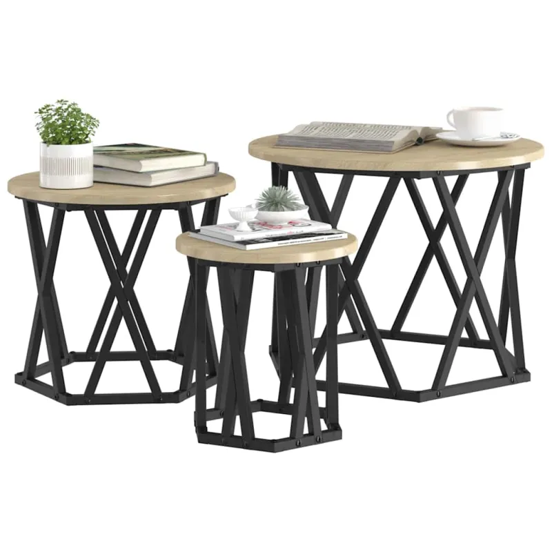 Nesting šoninis stalas 3 pcs Sonoma ąžuolas