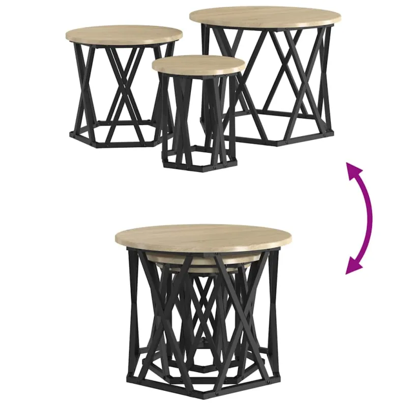 Nesting šoninis stalas 3 pcs Sonoma ąžuolas