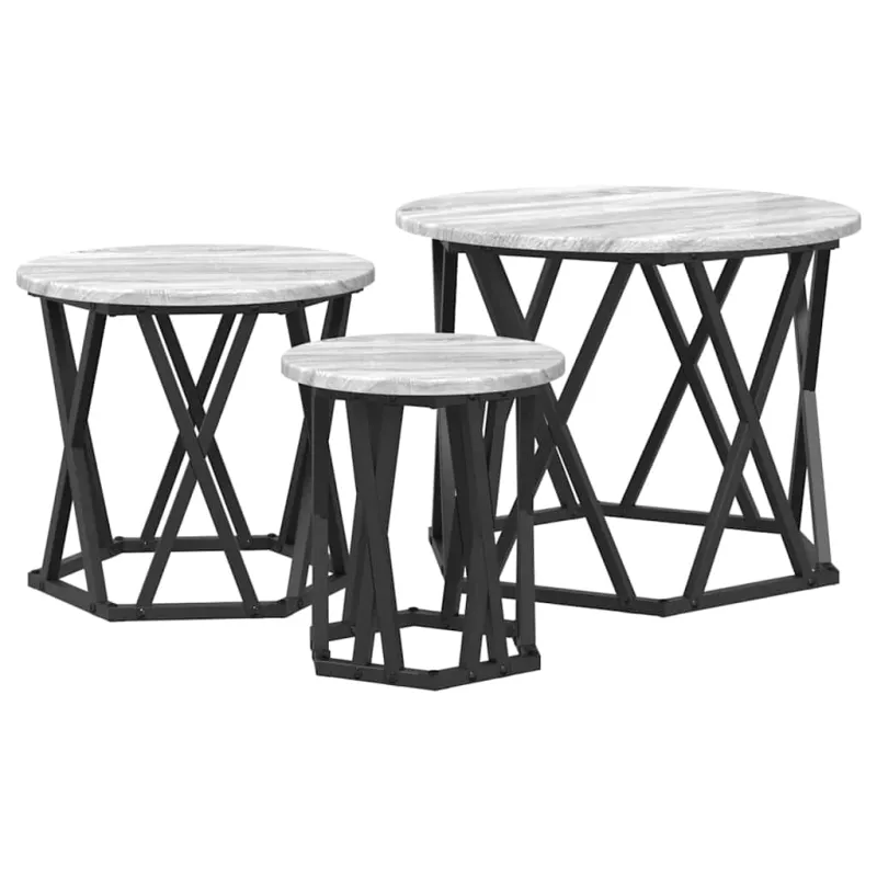Nesting šoninis stalas 3 pcs Pilkas Sonoma