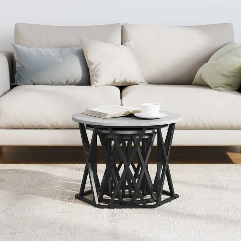 Nesting šoninis stalas 3 pcs Pilkas Sonoma