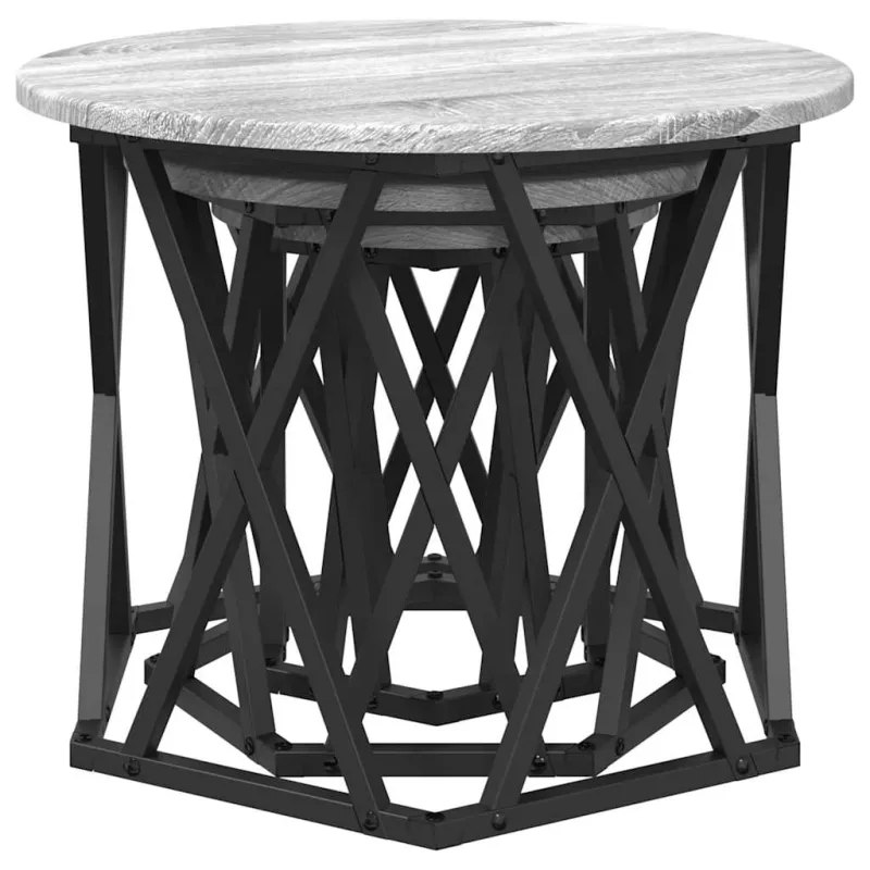 Nesting šoninis stalas 3 pcs Pilkas Sonoma
