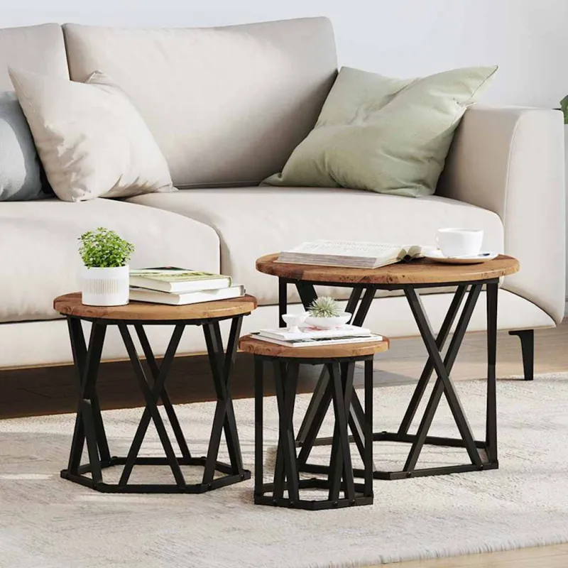 Nesting šoninis stalas 3 pcs Senovinis medis
