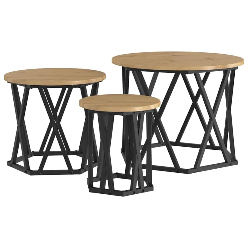 Nesting šoninis stalas 3 pcs Amatininkų ąžuolas