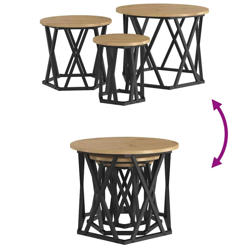 Nesting šoninis stalas 3 pcs Amatininkų ąžuolas