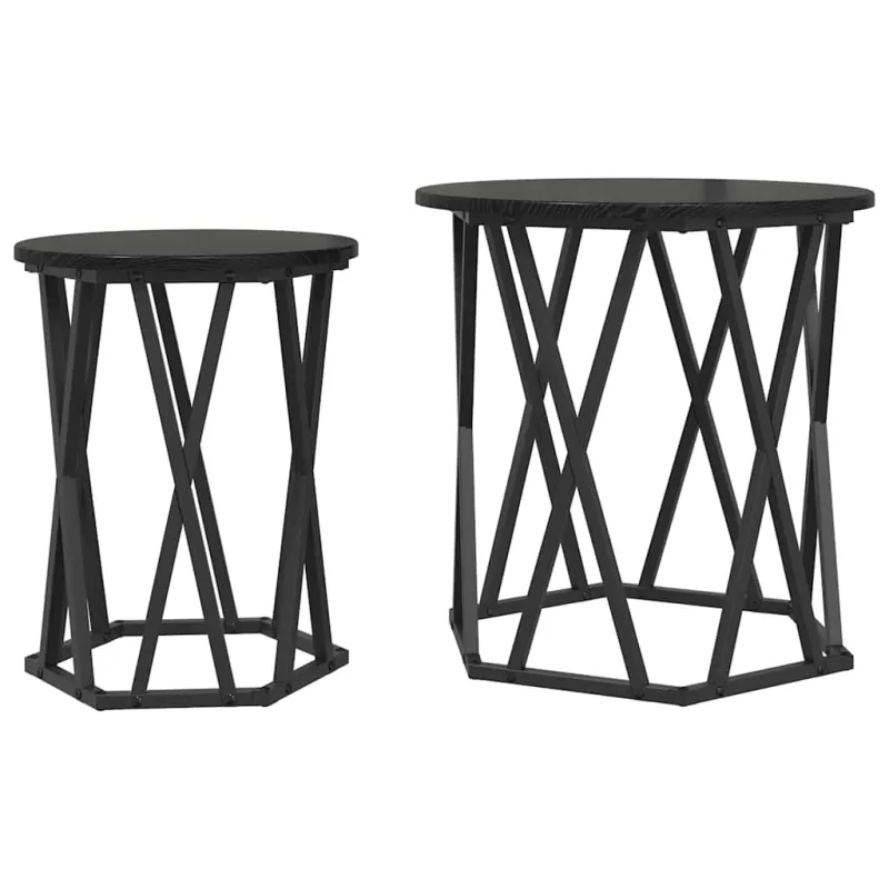 Kavos staliukas 2 pcs Juodas ąžuolas