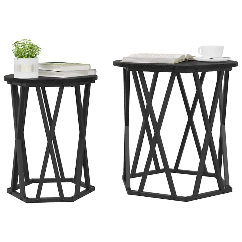 Kavos staliukas 2 pcs Juodas ąžuolas