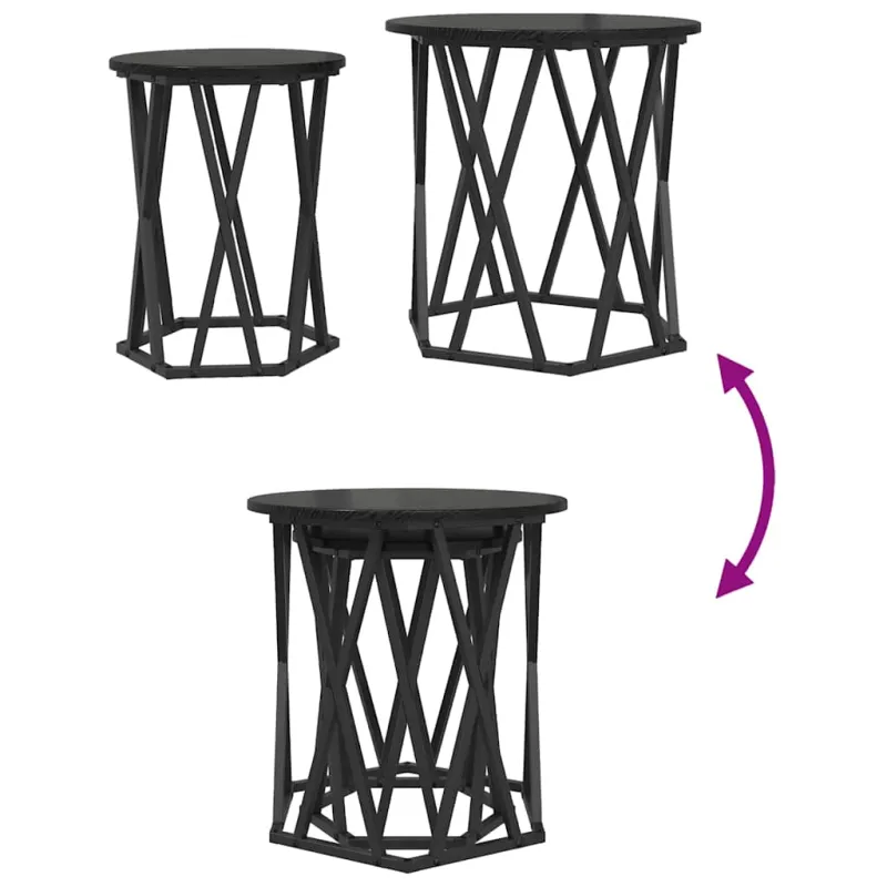 Kavos staliukas 2 pcs Juodas ąžuolas