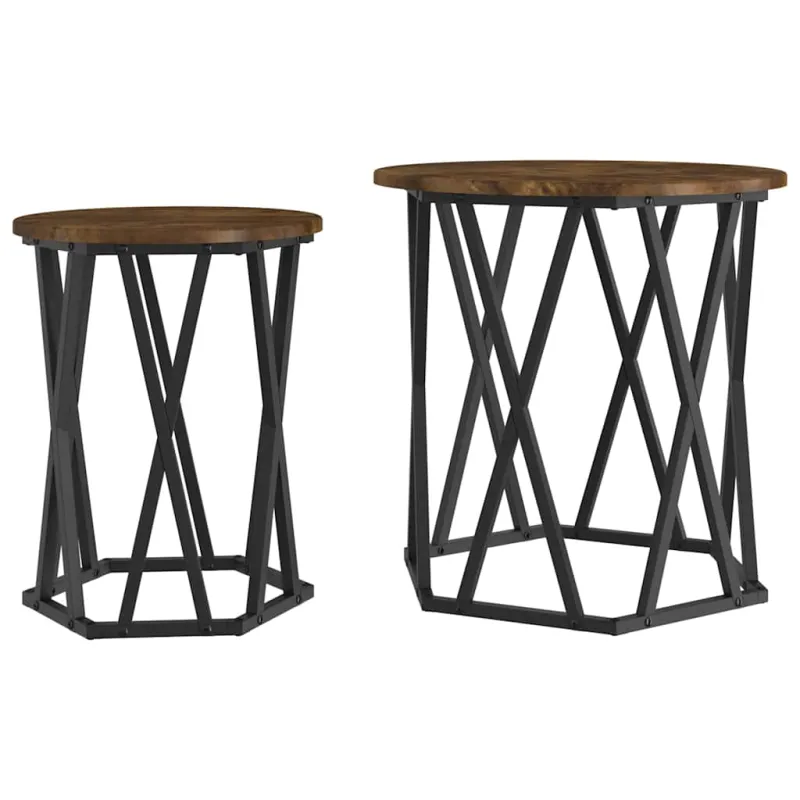 Kavos staliukas 2 pcs Rūkyta ąžuolas