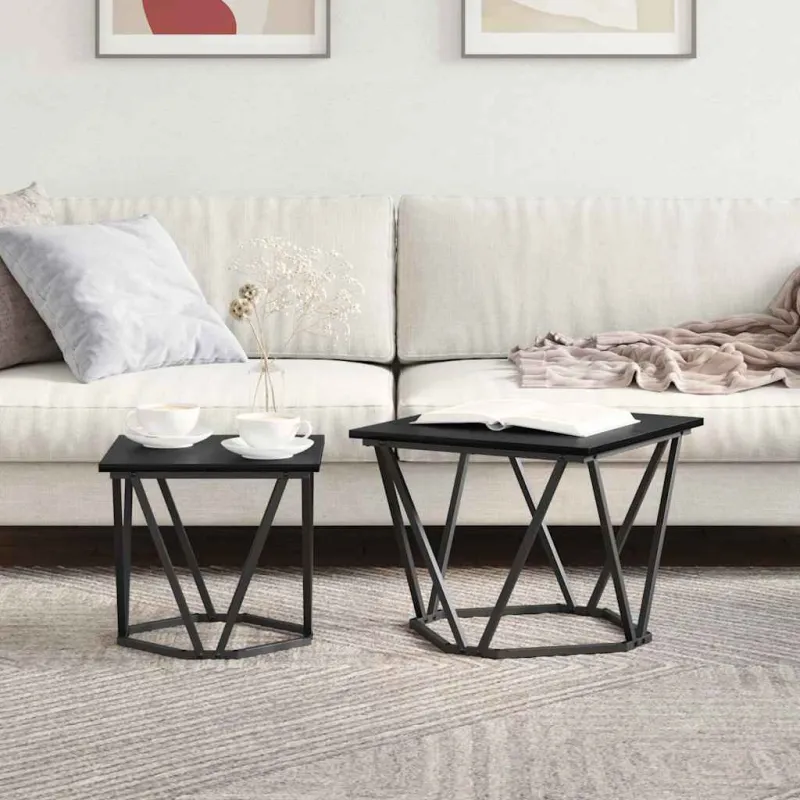 Šoninių staliukų komplektas 2 pcs juoda ąžuolo 50 x 50 x 40 cm