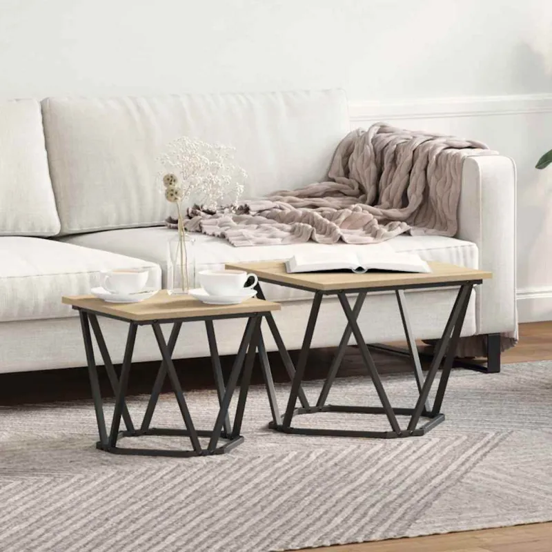 Šoninių staliukų komplektas 2 pcs Sonoma ąžuolas