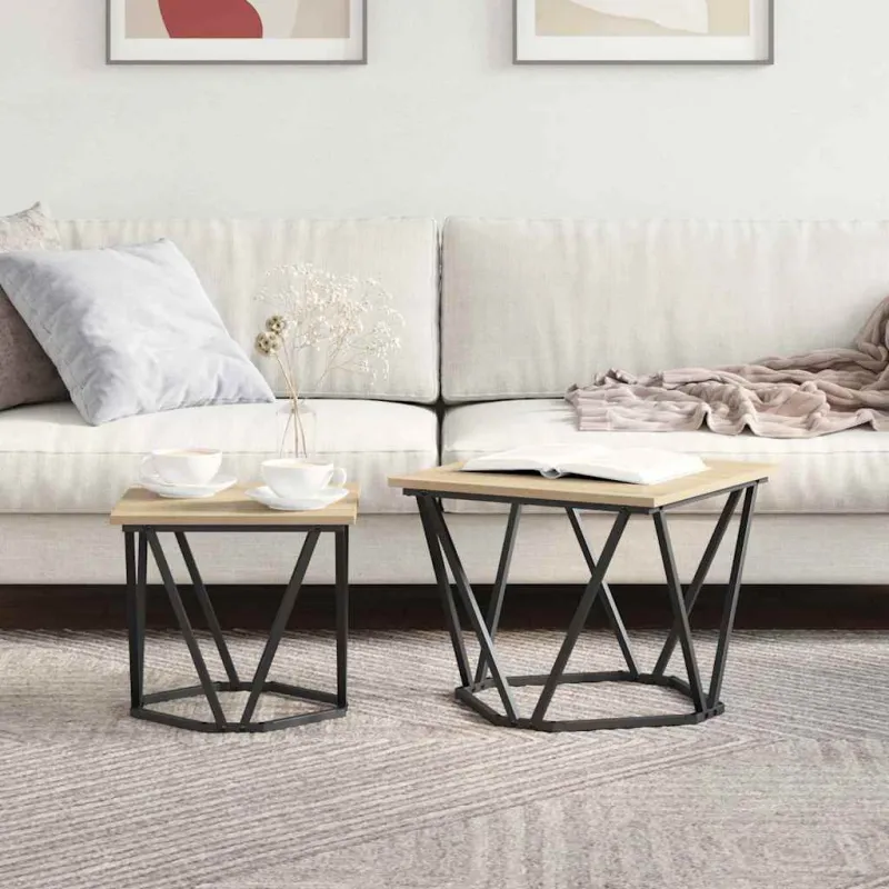 Šoninių staliukų komplektas 2 pcs Sonoma ąžuolas