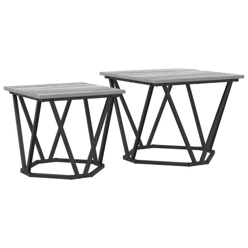 Šoninių staliukų komplektas 2 pcs Pilkas Sonoma