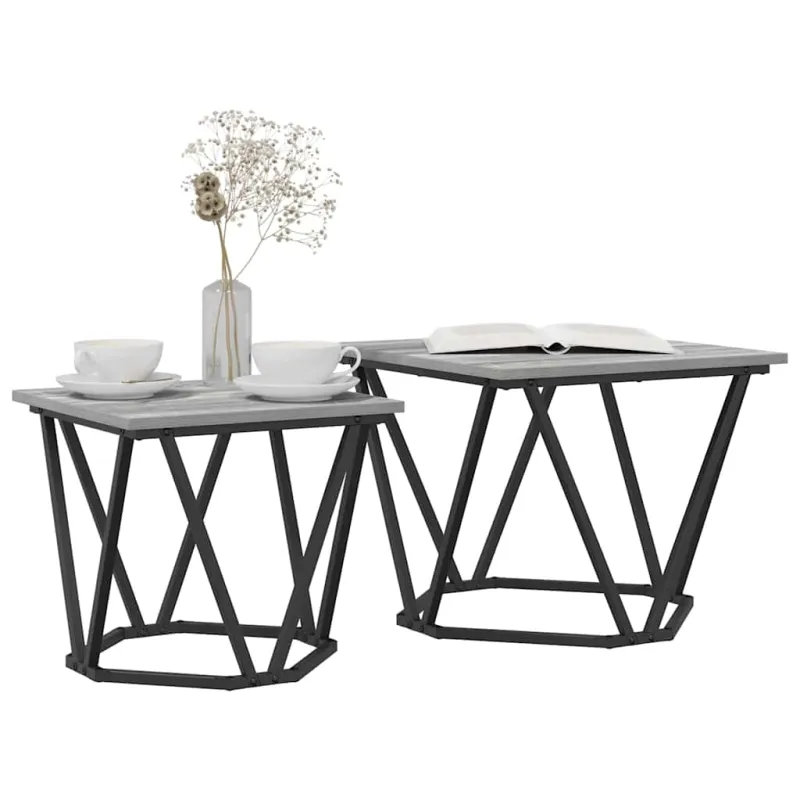 Šoninių staliukų komplektas 2 pcs Pilkas Sonoma