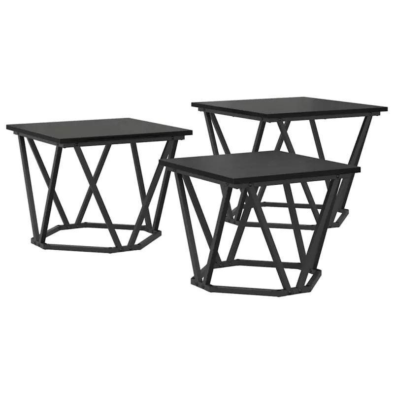 Kavos staliukas 3 pcs Juodas ąžuolas