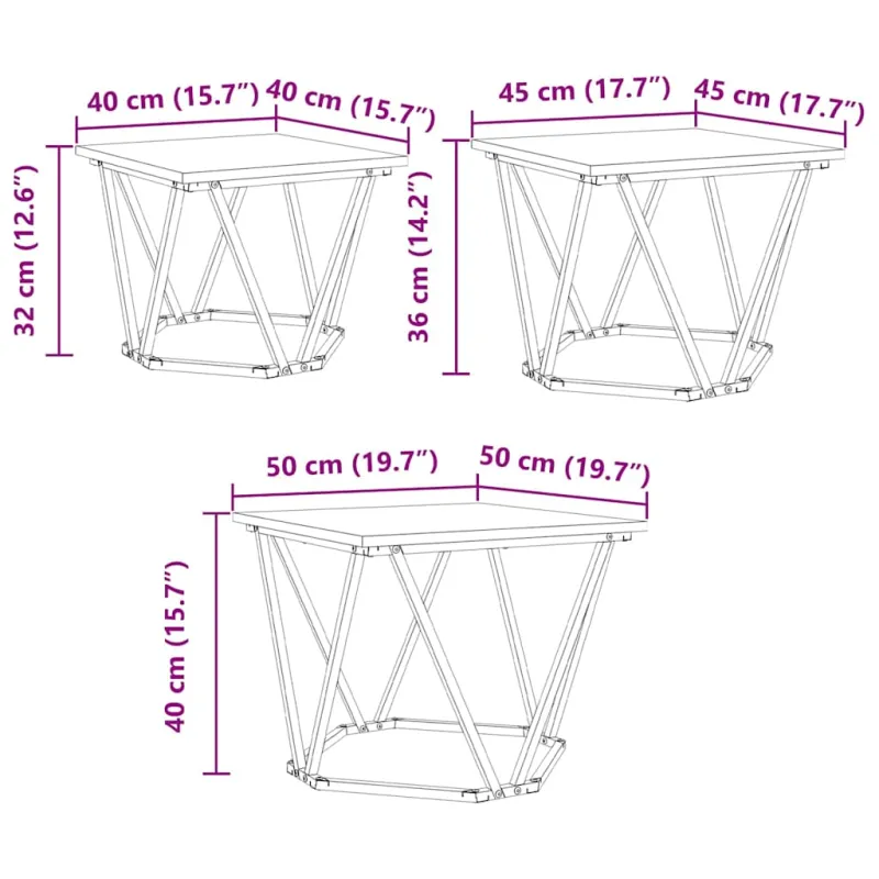 Kavos staliukas 3 pcs Juodas ąžuolas