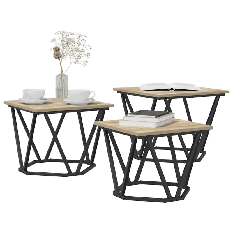 Kavos staliukas 3 pcs Sonoma ąžuolas