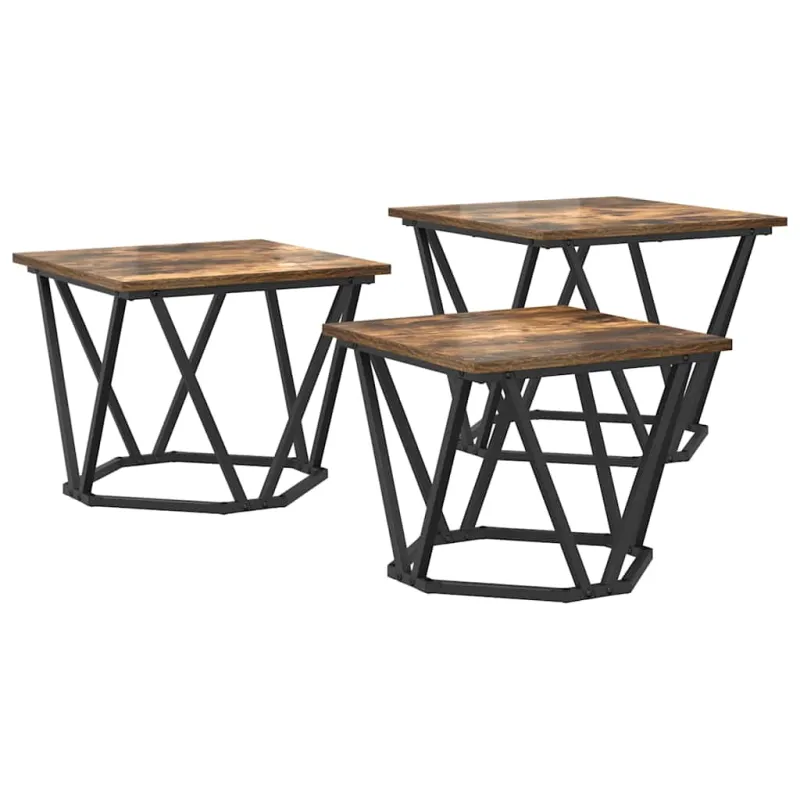 Kavos staliukas 3 pcs Rūkyta ąžuolas