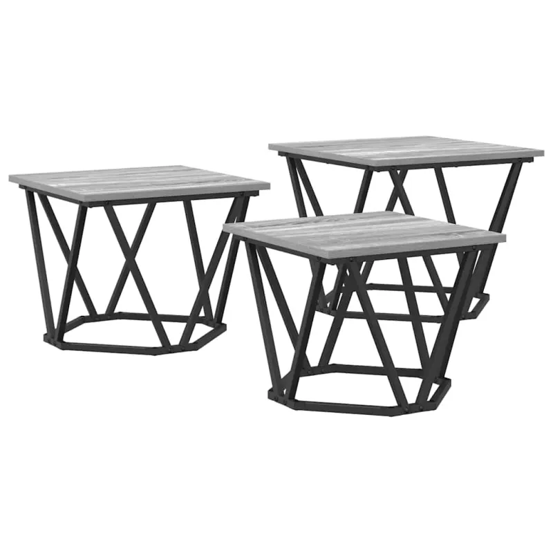 Kavos staliukas 3 pcs Pilkas Sonoma