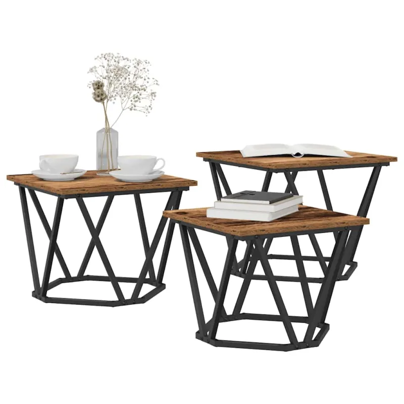 Kavos staliukas 3 pcs Senovinis medis