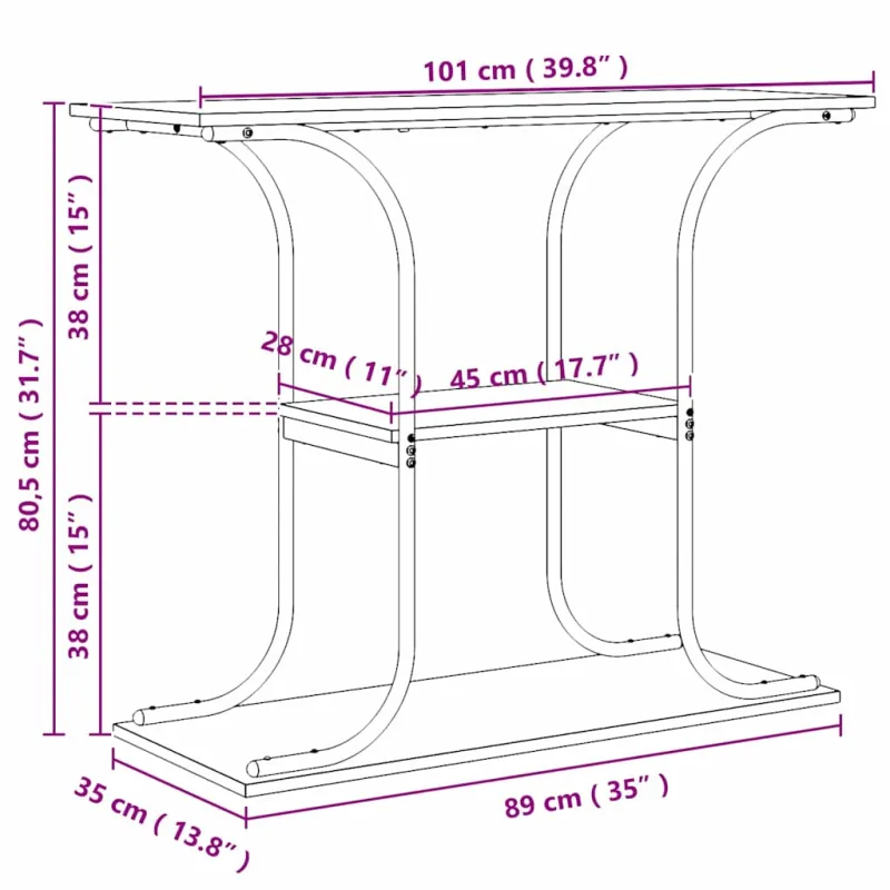 Konsolinis stalas Amatininkų ąžuolas 101 x 35 x 80,5 cm