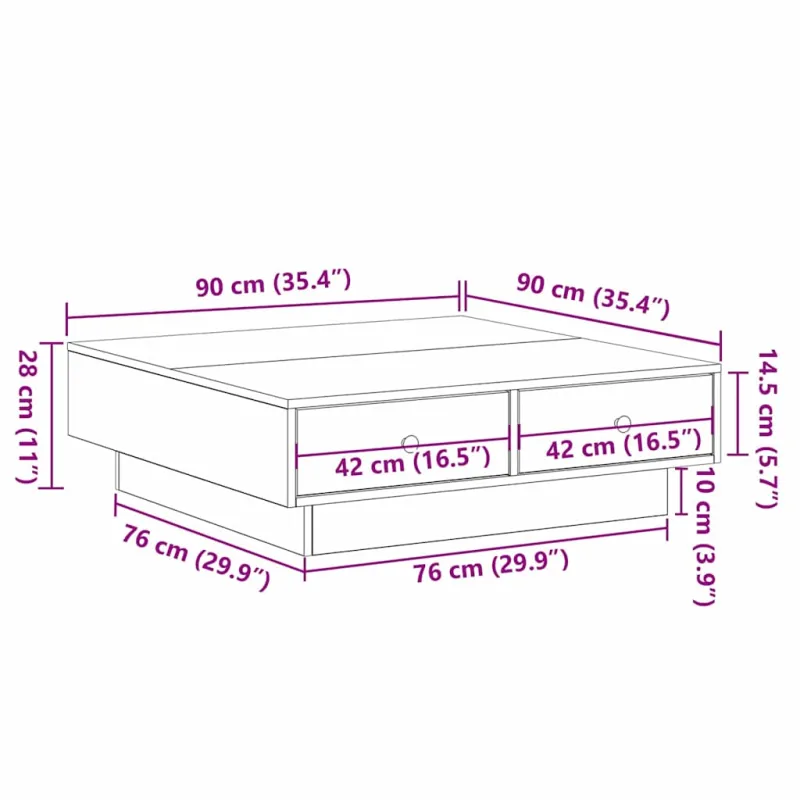Kavos staliukas Senas medis 90 x 90 x 28 cm Apdirbta mediena