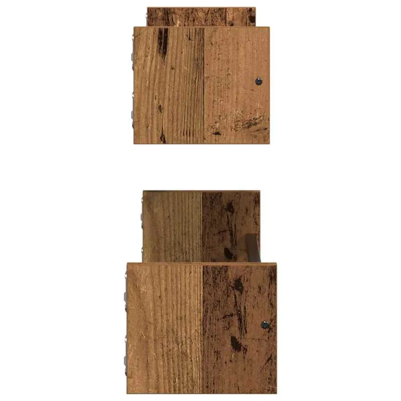Sieninė lentyna su saugykla 2 pcs Senas medis 60 x 16 x 14 cm