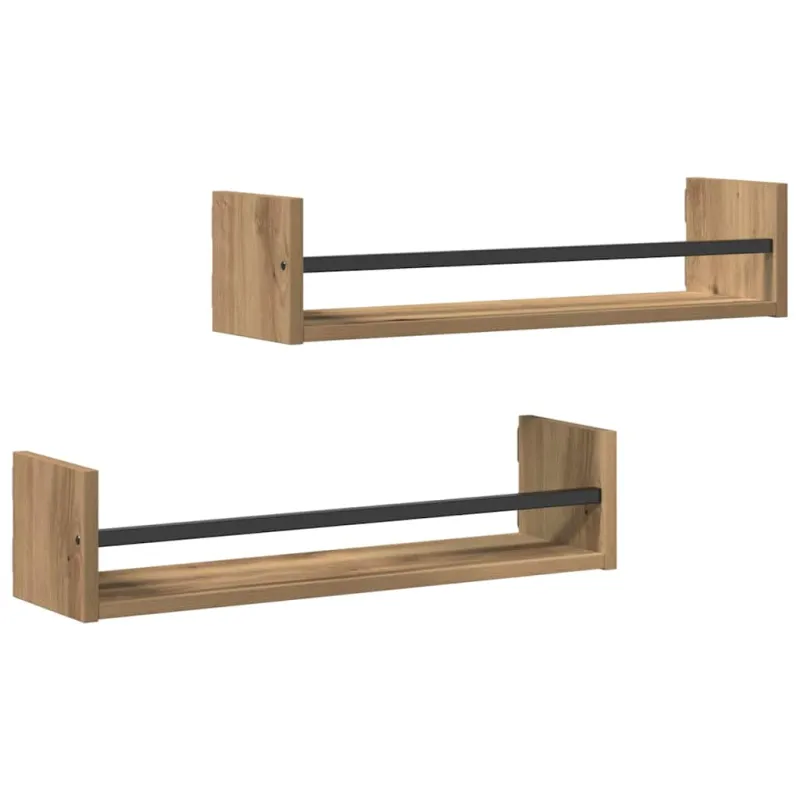 Sieninė lentyna 2 pcs Amatininkų ąžuolas 60 x 16 x 14 cm