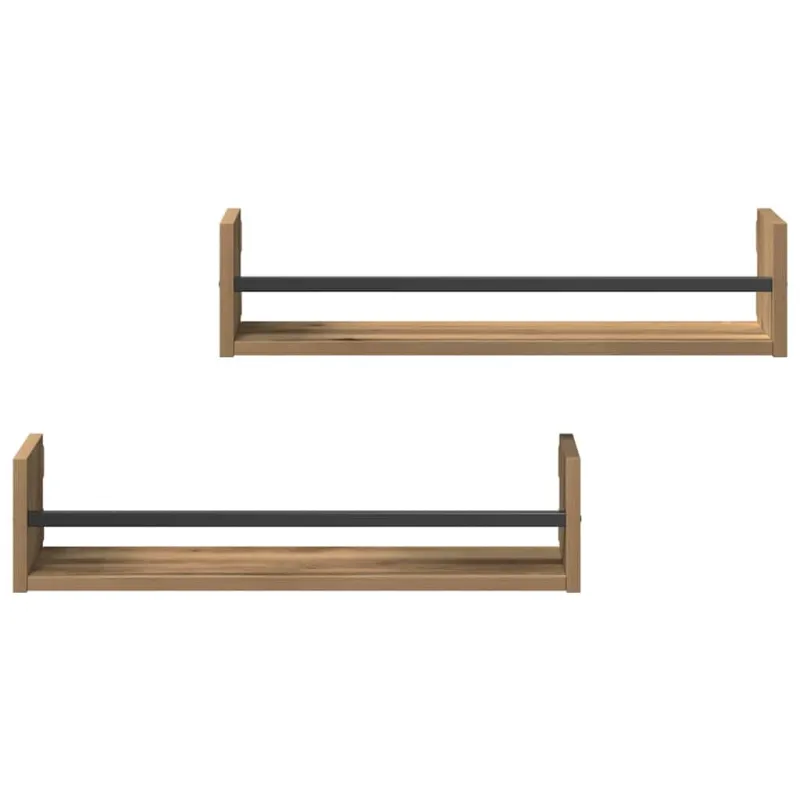 Sieninė lentyna 2 pcs Amatininkų ąžuolas 60 x 16 x 14 cm