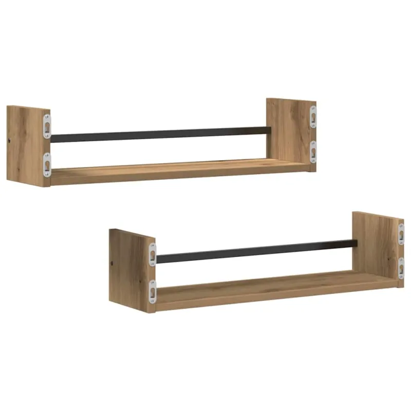 Sieninė lentyna 2 pcs Amatininkų ąžuolas 60 x 16 x 14 cm