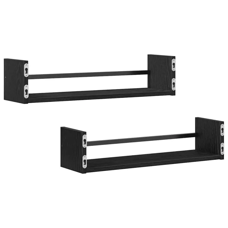 Sieninė lentyna 2 pcs Juodas ąžuolas 60 x 16 x 14 cm