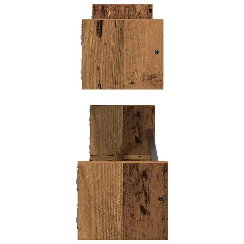 Sieninė lentyna su saugykla 2 pcs Senas medis 80 x 16 x 14 cm