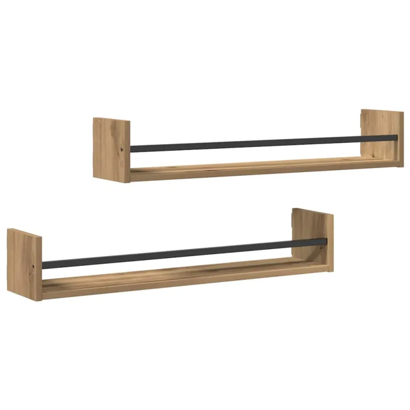 Sieninė lentyna 2 pcs Amatininkų ąžuolas 80 x 16 x 14 cm