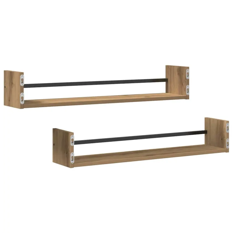 Sieninė lentyna 2 pcs Amatininkų ąžuolas 80 x 16 x 14 cm