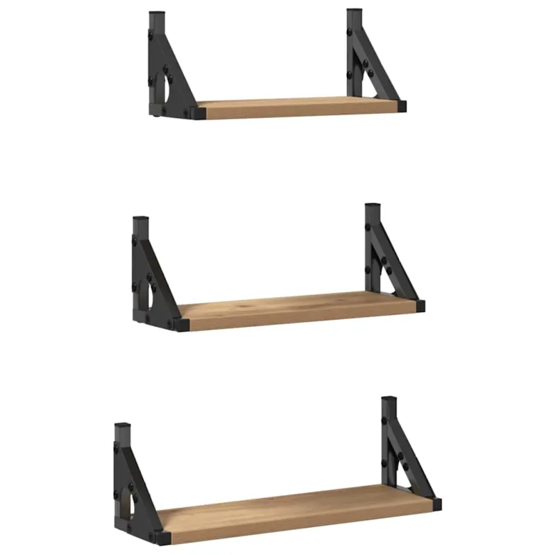 Sieninė lentyna Tvirtinamas prie sienos 3 pcs Dūminis ąžuolas